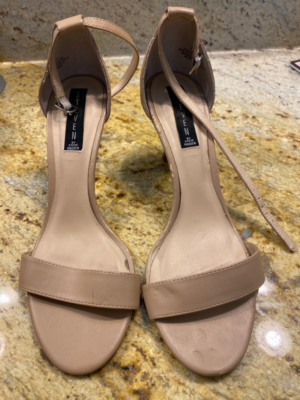Steve Madden Beige Ankle-Strap Heels